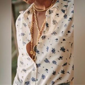 Sezane Chemise Tomboy - Imprime Roses Bleues - Size 36